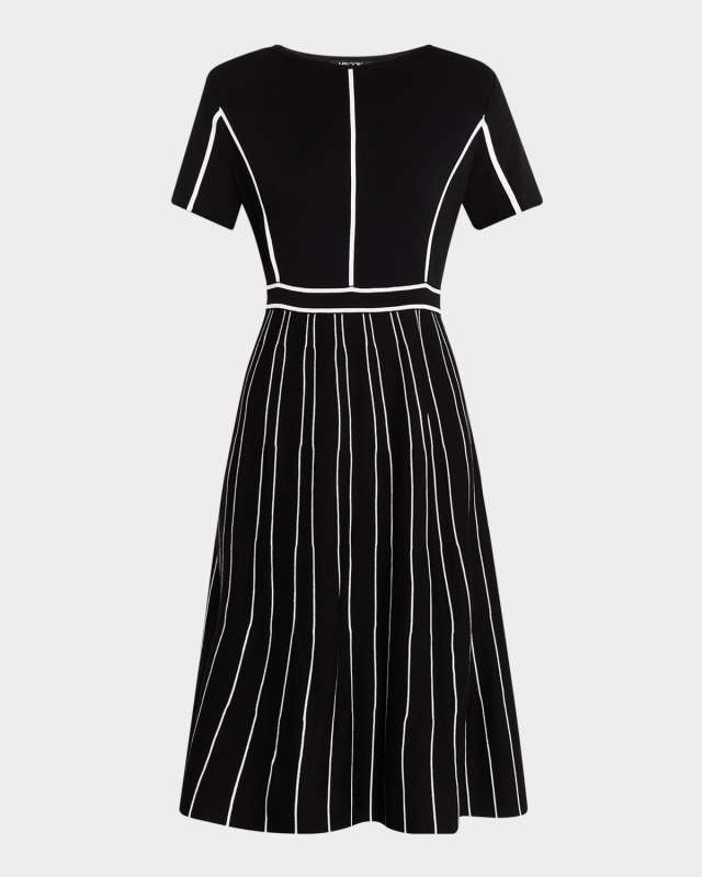 Contrast Stripe A-Line Soft Knit Dress - Modern Fit
